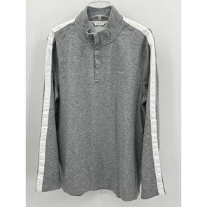 Calvin Klein Mens 1/4 Zip Pullover,‎ Covered Zipper, Gray White Henley Long XL